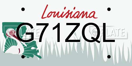 G71ZQL Louisiana License Plate