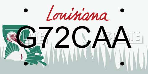 G72CAA Louisiana License Plate
