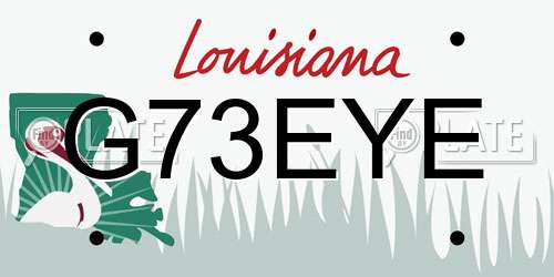 G73EYE Louisiana License Plate