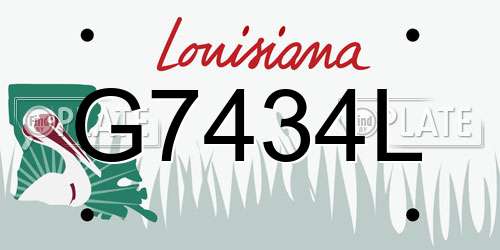 G7434L Louisiana License Plate