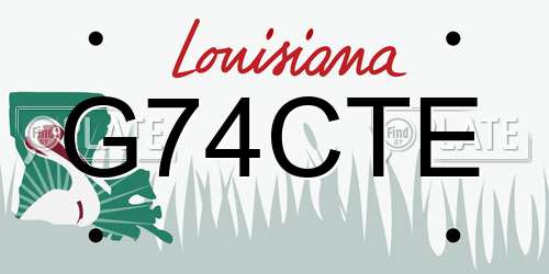 G74CTE Louisiana License Plate