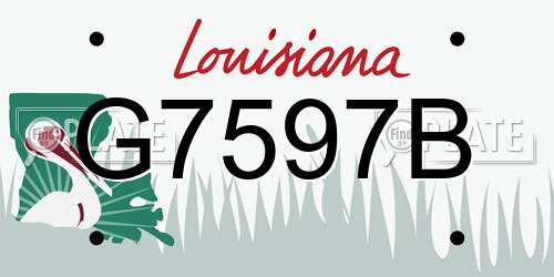 G7597B Louisiana License Plate