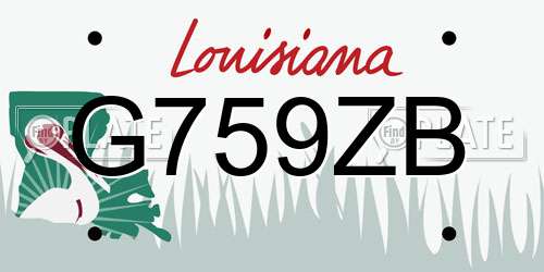 G759ZB Louisiana License Plate