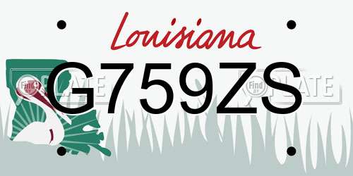 G759ZS Louisiana License Plate
