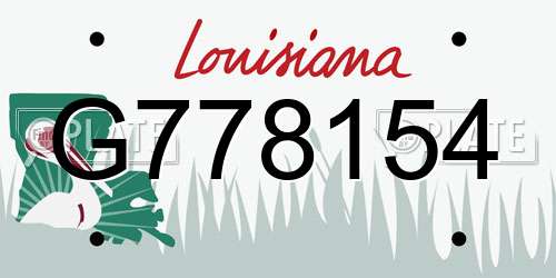 G778154 Louisiana License Plate
