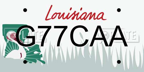 G77CAA Louisiana License Plate