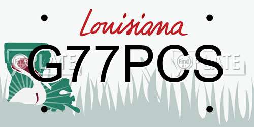 G77PCS Louisiana License Plate