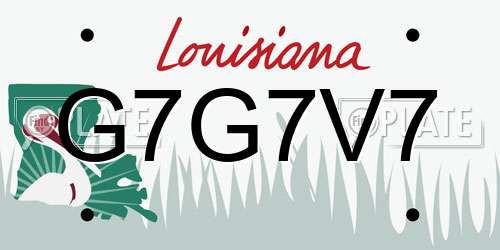 G7G7V7 Louisiana License Plate