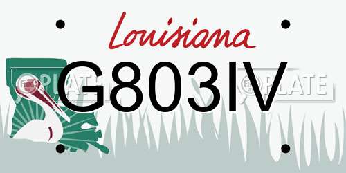G803IV Louisiana License Plate