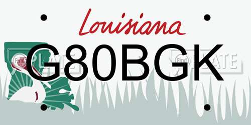 G80BGK Louisiana License Plate