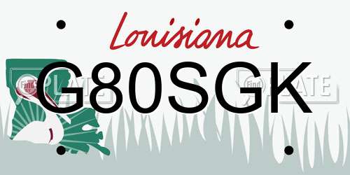 G80SGK Louisiana License Plate
