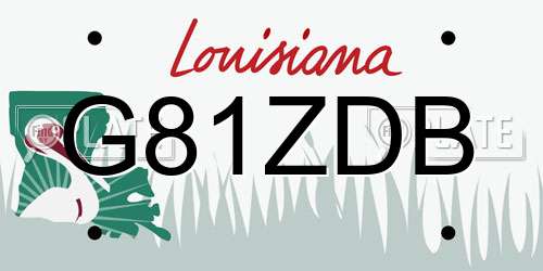 G81ZDB Louisiana License Plate