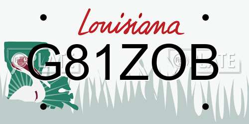 G81ZOB Louisiana License Plate