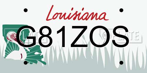 G81ZOS Louisiana License Plate