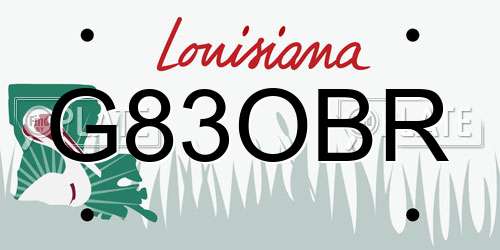 G83OBR Louisiana License Plate