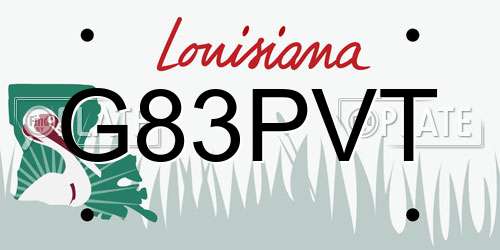 G83PVT Louisiana License Plate