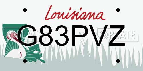 G83PVZ Louisiana License Plate