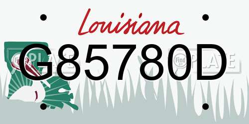 G85780D Louisiana License Plate