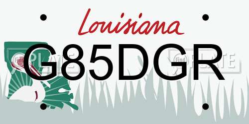 G85DGR Louisiana License Plate