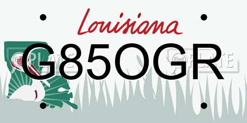 G85OGR Louisiana License Plate