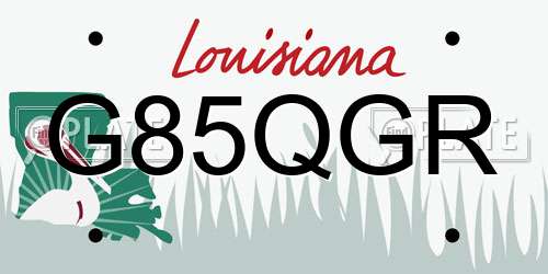 G85QGR Louisiana License Plate