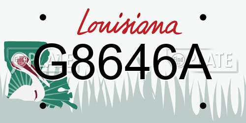 G8646A Louisiana License Plate