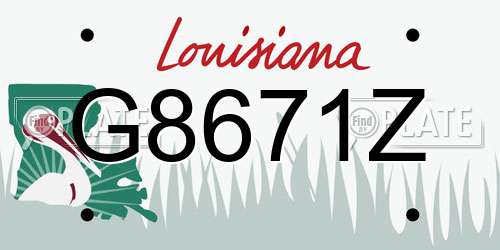 G8671Z Louisiana License Plate