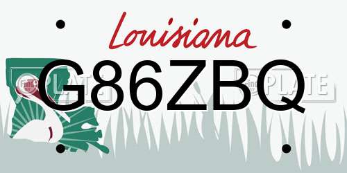 G86ZBQ Louisiana License Plate