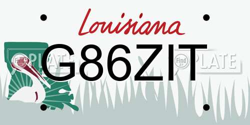 G86ZIT Louisiana License Plate