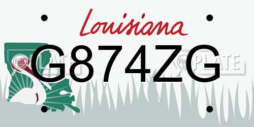 G874ZG Louisiana License Plate