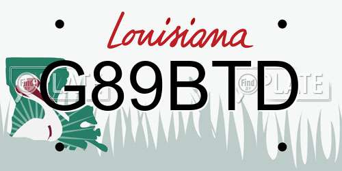G89BTD Louisiana License Plate