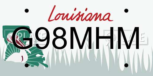 G98MHM Louisiana License Plate