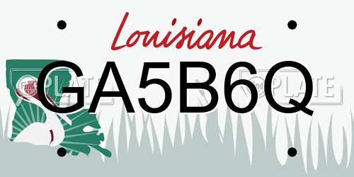 GA5B6Q Louisiana License Plate