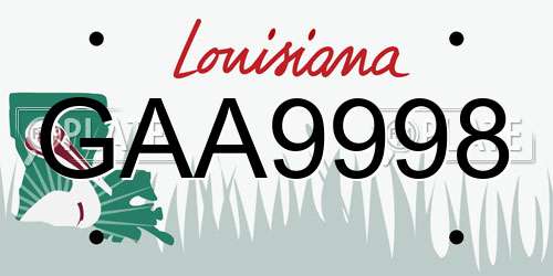 GAA9998 Louisiana License Plate