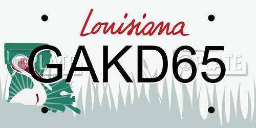 GAKD65 Louisiana License Plate
