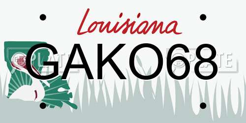 GAKO68 Louisiana License Plate