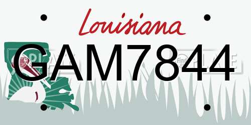 GAM7844 Louisiana License Plate