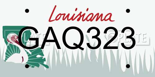 GAQ323 Louisiana License Plate