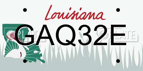 GAQ32E Louisiana License Plate
