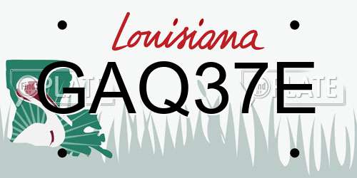 GAQ37E Louisiana License Plate