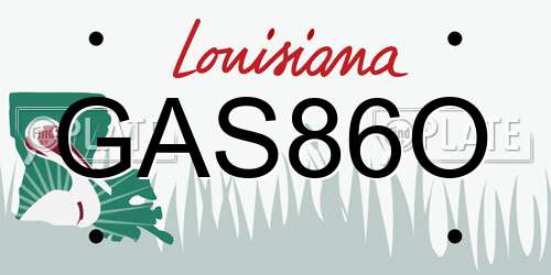 GAS86O Louisiana License Plate