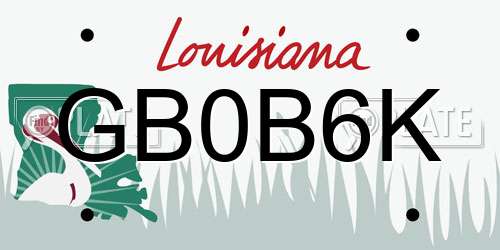 GB0B6K Louisiana License Plate