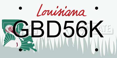 GBD56K Louisiana License Plate