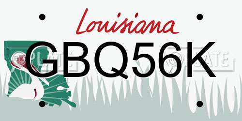 GBQ56K Louisiana License Plate
