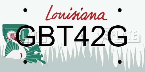 GBT42G Louisiana License Plate