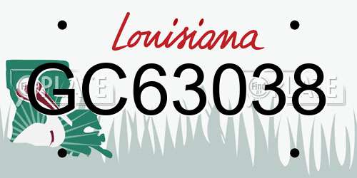 GC63038 Louisiana License Plate