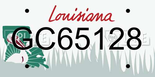 GC65128 Louisiana License Plate