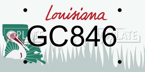 GC846 Louisiana License Plate