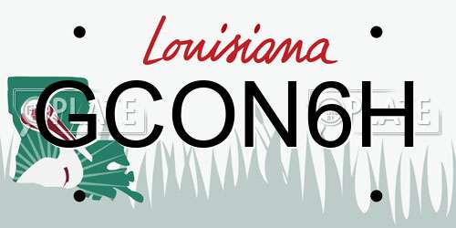 GCON6H Louisiana License Plate