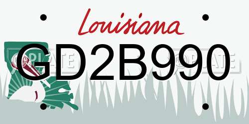 GD2B990 Louisiana License Plate